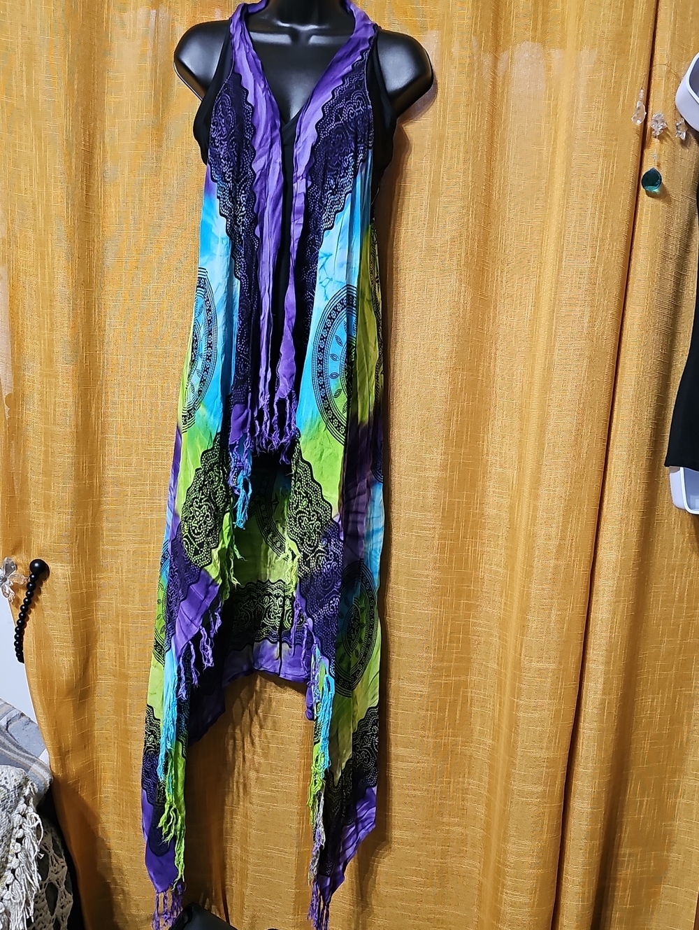 Vibrant Multicolor Fringe Duster Vest